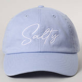 Fashion City -  SALTY Typography Embroidered Baseball Cap: SAXBLUE / One Size
