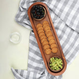 India Handicrafts Inc - Long Acacia Wood Tray w/ 2 Bowls S/3