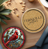 Fernville Creations - Cardinal Coaster, Bird Lover Gift, Nature Home Decor: 4 Inch Glossy