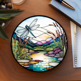 Fernville Creations - Dragonfly Ceramic Coaster: Tabletop Decor Piece: 4 Inch Glossy