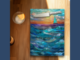 Fernville Creations - Seascape Tempered Glass Cutting Board, Printed Stained Glass: 11 X 15 - Inch