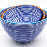 Euro Ceramica Home | ClayBarn - Exclusive for Faire - Raia Stacking Bowls: Orange-Turquoise Rim-Large