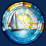 Fernville Creations - Sailboat Cutting Board, Tempered Glass, Nautical Serv Tray: 12 - Inch