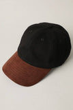 Fashion City - Wool Blend Casual Baseball Cap w Suede Visor Hat: BLACK/BROWN / One Size