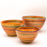 Euro Ceramica Home | ClayBarn - Exclusive for Faire - Raia Stacking Bowls: Orange-Cobalt Rim-Small