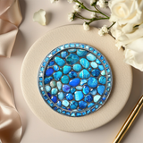 Fernville Creations - Printed Image - Blue Pebbles - Ceramic Coaster: 4 Inch Glossy