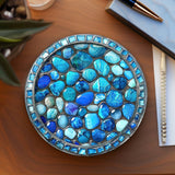 Fernville Creations - Printed Image - Blue Pebbles - Ceramic Coaster: 4 Inch Glossy