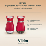Kadra Kitchenware - Mitbak - Elegant, Salt and Pepper Shakers, Red, 2 Pk