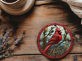 Fernville Creations - Cardinal Coaster, Bird Lover Gift, Nature Home Decor: 4 Inch Glossy