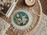 Fernville Creations - Dragonfly Coaster with Pink Flower for Coffee Table Decor: 4 Inch Glossy