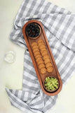 India Handicrafts Inc - Long Acacia Wood Tray w/ 2 Bowls S/3