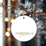 Fernville Creations - Green & Gold Holiday Ornament, Ceramic Stocking Stuffer: Both Sides (Same image)