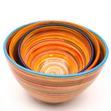 Euro Ceramica Home | ClayBarn - Exclusive for Faire - Raia Stacking Bowls: Orange-Turquoise Rim-Large
