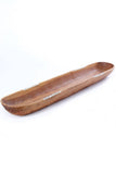 African Modern - Wild Olive Wood Baguette Bowl with Striped Bone Inlay