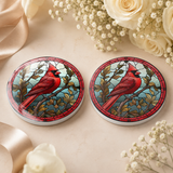 Fernville Creations - Cardinal Ceramic Coaster, Red Bird Drink Coaster, Memorial: 4 Inch Glossy