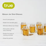 TRUE - Mason Jar Shaped Shot Glasses w/ Handles - 1 oz - Set of 6