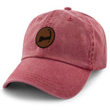 Chowdaheadz - Cape Cod Circle Leather Patch Washed Dad Hat: Cardinal / Dad Hat