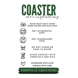 Fernville Creations - Ceramic Coaster, Beach Theme, Surfboard, and Waves: 4 Inch Glossy