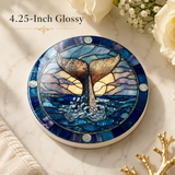 Fernville Creations - Whale Tail Ceramic Coaster: 4 Inch Glossy