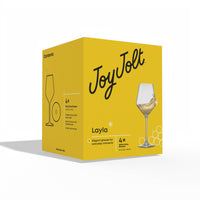 JoyJolt - Layla White Wine Glasses, 13.5 Oz Lead-Free Crystal
