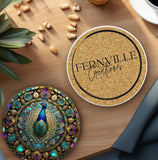 Fernville Creations - Peacock Imitation Stained Glass Ceramic Coaster: 4 Inch Glossy