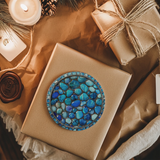 Fernville Creations - Printed Image - Blue Pebbles - Ceramic Coaster: 4 Inch Glossy