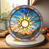 Fernville Creations - Sun Charcuterie Tempered Glass Cutting & Cheese Board: 12 - Inch