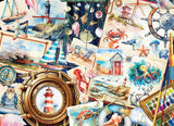 Outset Games and Cobble Hill Puzzles - Seashore Sketchbook 1000pc puzzle