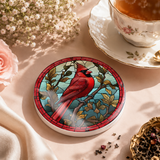 Fernville Creations - Cardinal Ceramic Coaster, Red Bird Drink Coaster, Memorial: 4 Inch Glossy