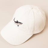 Fashion City - Shark Embroidered Cotton Baseball Dad Cap: DENIM BLUE / One Size