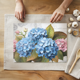 Fernville Creations - Tempered Glass Cutting Board, Blue & Pink Hydrangeas: 8 x 11 Inch