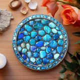 Fernville Creations - Printed Image - Blue Pebbles - Ceramic Coaster: 4 Inch Glossy