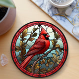 Fernville Creations - Cardinal Coaster, Bird Lover Gift, Nature Home Decor: 4 Inch Glossy