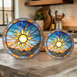 Fernville Creations - Sun Charcuterie Tempered Glass Cutting & Cheese Board: 12 - Inch
