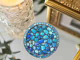 Fernville Creations - Printed Image - Blue Pebbles - Ceramic Coaster: 4 Inch Glossy