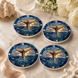 Fernville Creations - Whale Tail Ceramic Coaster: 4 Inch Glossy