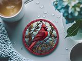 Fernville Creations - Cardinal Coaster, Bird Lover Gift, Nature Home Decor: 4 Inch Glossy