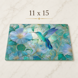 Fernville Creations - Hummingbird Tempered Glass Cutting Board & Tray: 11x15 inch