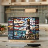 Fernville Creations - Lighthouse Tempered Glass Charcuterie & Serving Tray: 11 x 15 inch
