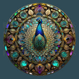Fernville Creations - Peacock Imitation Stained Glass Ceramic Coaster: 4 Inch Glossy