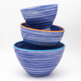 Euro Ceramica Home | ClayBarn - Exclusive for Faire - Raia Stacking Bowls: Orange-Turquoise Rim-Large