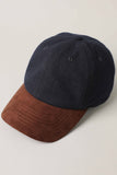 Fashion City - Wool Blend Casual Baseball Cap w Suede Visor Hat: BLACK/BROWN / One Size