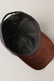 Fashion City - Wool Blend Casual Baseball Cap w Suede Visor Hat: BLACK/BROWN / One Size