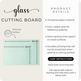 Fernville Creations - Ocean & Sun Tempered Glass Kitchen Cutting & Serving Board: 11X15 inches