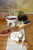 African Modern - Wild Olive Wood Baguette Bowl with Striped Bone Inlay