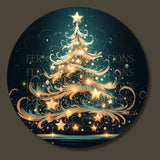 Fernville Creations - Green & Gold Holiday Ornament, Ceramic Stocking Stuffer: Both Sides (Same image)