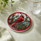 Fernville Creations - Cardinal Ceramic Coaster, Red Bird Drink Coaster, Memorial: 4 Inch Glossy