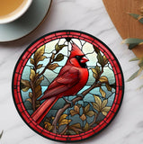 Fernville Creations - Cardinal Coaster, Bird Lover Gift, Nature Home Decor: 4 Inch Glossy