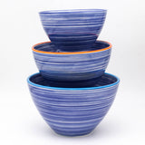 Euro Ceramica Home | ClayBarn - Exclusive for Faire - Raia Stacking Bowls: Orange-Turquoise Rim-Large