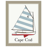 Fridgedoor - 2.5'' x 3.5'' Cape Cod Beetle Cat with a Striped Sail Magnet